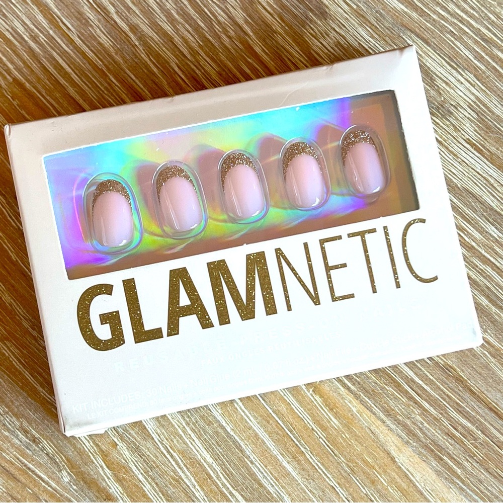 GLAMNETIC press on nails Starlight, Glitter French tips